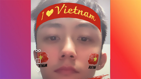 Cách chụp ảnh có hình lá cờ Việt Nam trên mặt với app Instagram