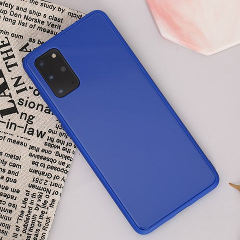 Ốp lưng Galaxy S20+ nhựa cứng viền dẻo Tempered Glass Silk OSMIA Xanh Đen