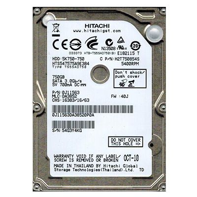 Hdd Hitachi 2.5 750gb Sata 3gb/s 5400rpm 8mb