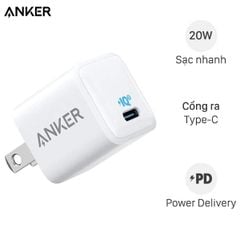  Adapter Sạc Type C PD 20W Anker PowerPort III Nano A2633 Trắng 