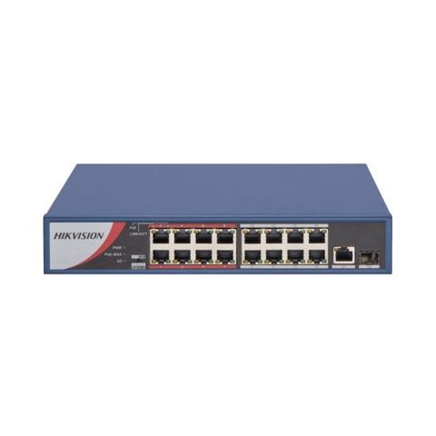 Switch 16 Cổng Poe 100m 2 Cổng Phụ Hikvision Ds-3e0318p-e/m(b)
