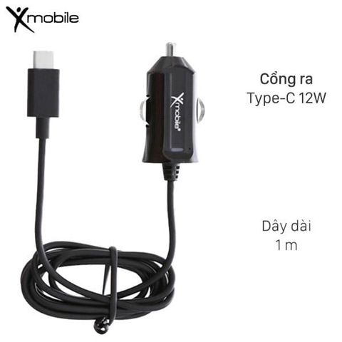 Sạc xe hơi Type-C 2.4A 1 m Xmobile DS196-WB Đen