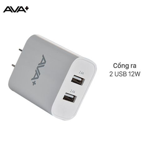 Adapter sạc 2.4A Dual AVA+ JC20 Trắng