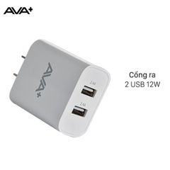 Adapter sạc 2.4A Dual AVA+ JC20 Trắng 
