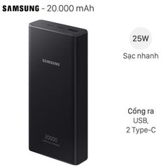  Pin sạc dự phòng Polymer 20.000mAh Type C PD 25W Samsung EB-P5300 Đen 