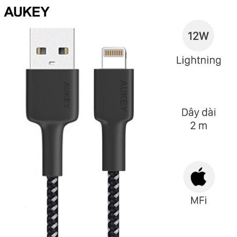 Cáp Lightning MFI 2 m AUKEY CB-BAL4 Đen