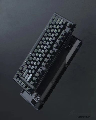 Bàn Phím Cơ FL ESPORTS Q75 Transparent Black Dark Ice Keycap 3 Mode Kailh Box Jellyfish Switch