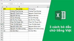  3 cách bỏ dấu chữ tiếng Việt trong Excel nhanh, đơn giản 