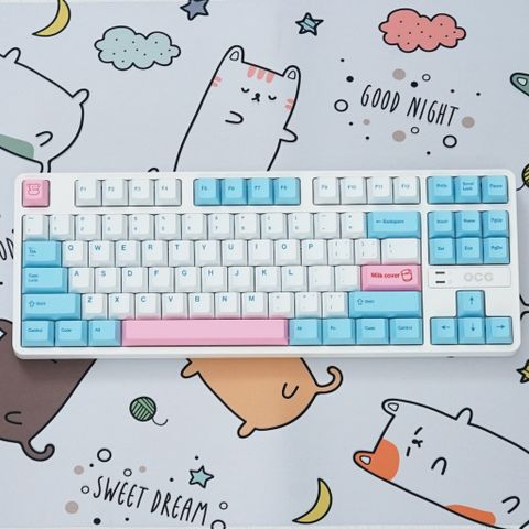 Bàn phím cơ OCG GK87 MILK COVER EDITION TRIPLE MODE Red Switch