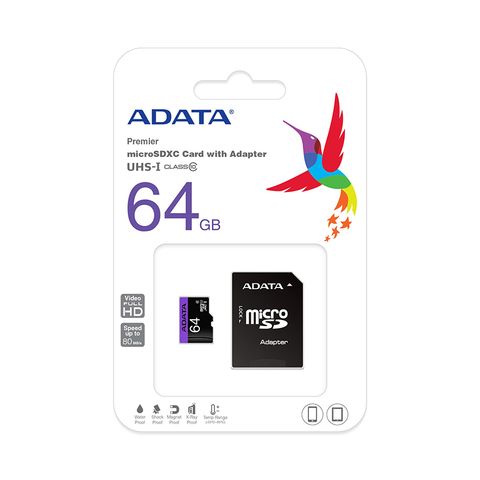 Thẻ Nhớ 64gb Adata Uhs-i Micro Sd Class10 ausdx64guicl10-ra1