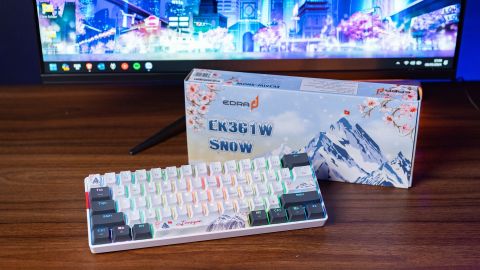 Bàn Phím Cơ E-DRA EK361W Snow White And Gray Triple Mode Yellow Switch