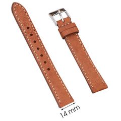  Dây da đồng hồ size 14mm Nâu Bò L018-02-14 