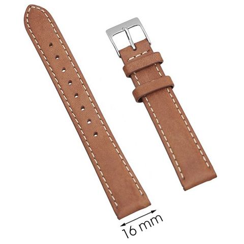 Dây da đồng hồ 16 mm nâu bò L018-03-16