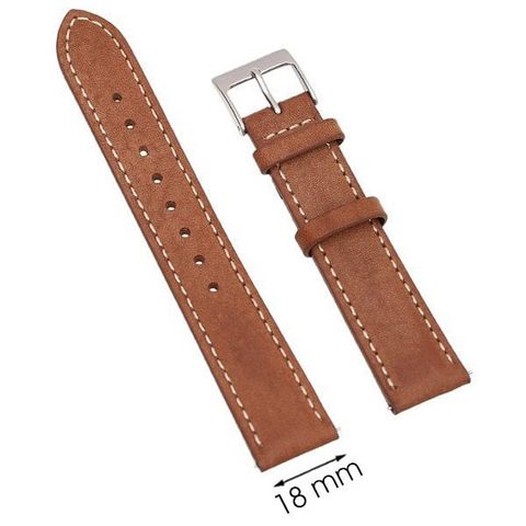 Dây da đồng hồ 18 mm nâu bò L018-04-18