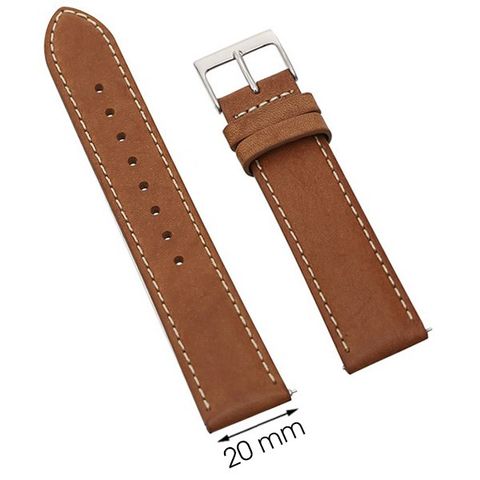 Dây da đồng hồ 20 mm nâu bò L018-05-20