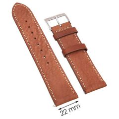  Dây da đồng hồ 22 mm nâu bò L018-06-22 