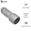 Sạc xe hơi 2 cổng Type C PD 18W QC 3.0 Xmobile SN-454 Bạc