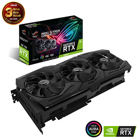 Card màn hình ASUS ROG STRIX RTX2080 Ti O11G GAMING ép xung sẵn O11G GDDR6 HDMI DP 1.4 USB Type-C Aura Sync