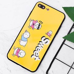  Ốp lưng iPhone 7/8+ Nhựa cứng viền dẻo Tempered Glass Case COSANO SR005 Vịt vàng sweet 