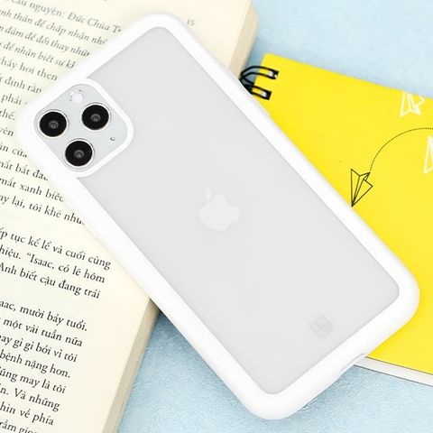 Ốp lưng iPhone 11 Pro nhựa cứng viền dẻo Glass simple II JM Trắng
