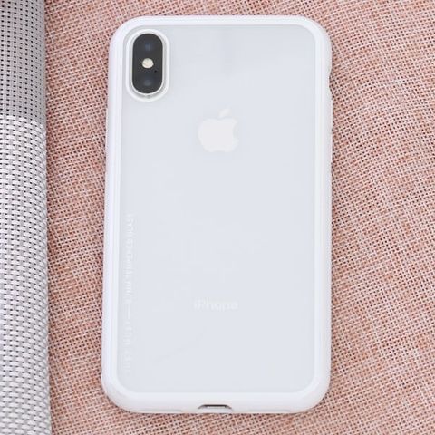 Ốp lưng iPhone X-XS Nhựa cứng viền dẻo Glass simple II JM trắng