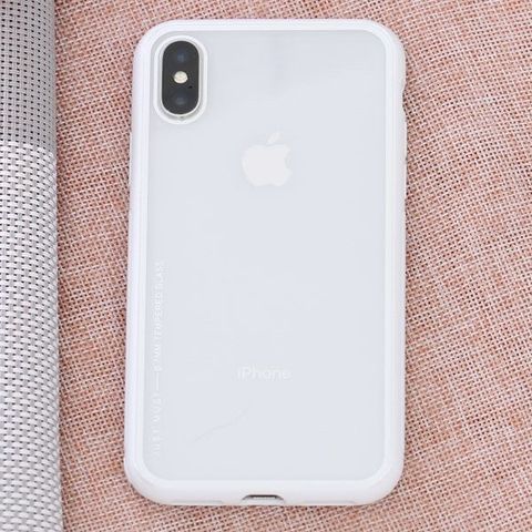 Ốp lưng iPhone X-XS Nhựa cứng viền dẻo Glass simple II JM trắng