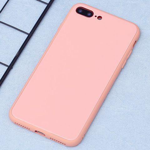 Ốp lưng iPhone 7 Plus/ 8 Plus nhựa cứng viền dẻo Tempered Glass silk OSMIA Hồng