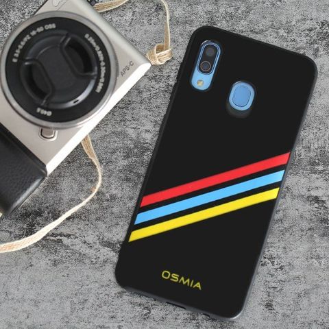 Ốp lưng Galaxy A20 giả da viền dẻo GYM PU OSMIA MWGCK003 vàng xanh đỏ