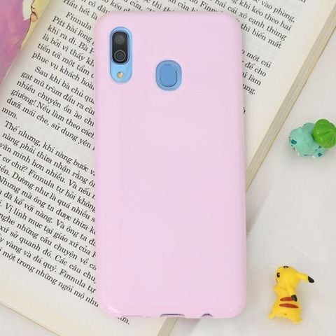 Ốp lưng Galaxy A20 nhựa dẻo Crisdear JM Hồng nhạt