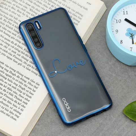 Ốp lưng Oppo A91 nhựa dẻo Crystal TPU Electroplating Love COSANO Xanh