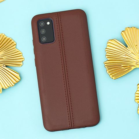 Ốp lưng Galaxy A02S nhựa dẻo Double line OSMIA Nâu
