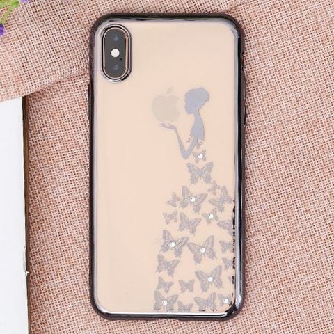 Ốp lưng iPhone X-XS Nhựa dẻo Electroplating đầm dạ hội COSANO đen