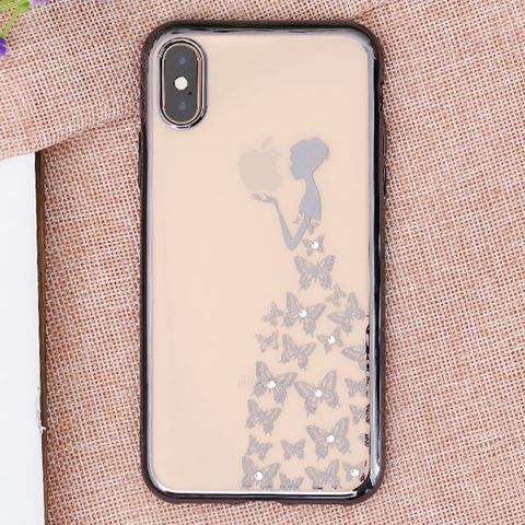 Ốp lưng iPhone X-XS Nhựa dẻo Electroplating đầm dạ hội COSANO đen