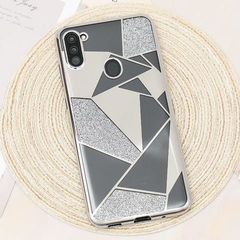 Ốp lưng Galaxy A11 nhựa dẻo Geometry OSMIA Silver