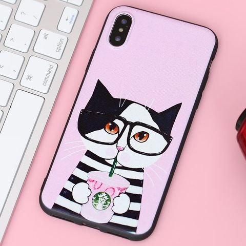 Ốp lưng iPhone X/Xs Nhựa dẻo Special Printing MEEKER TPU Mèo café