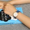Dây da đồng hồ size 16 mm xanh nhạt DVM1K1