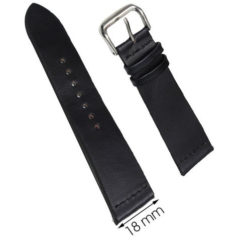 Dây da đồng hồ size 18 mm đen DVM2K3