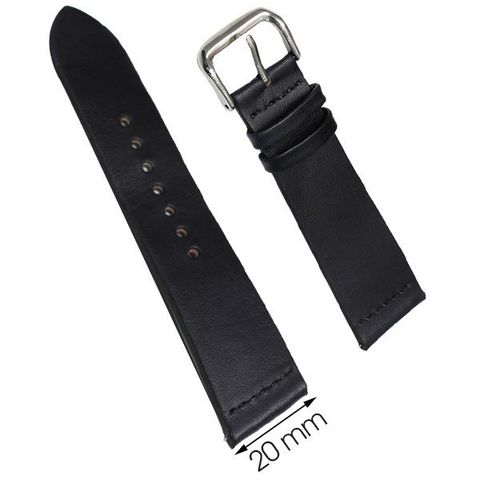 Dây da đồng hồ size 20 mm đen DVM2K3
