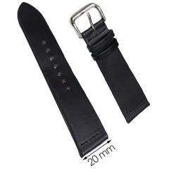  Dây da đồng hồ size 20 mm đen DVM2K3 