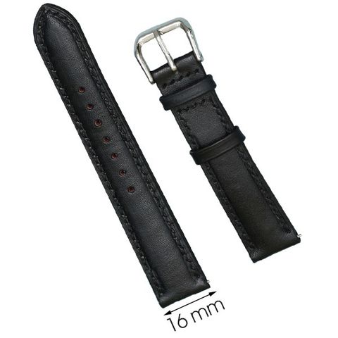 Dây da đồng hồ size 16 mm đen DVM5K1