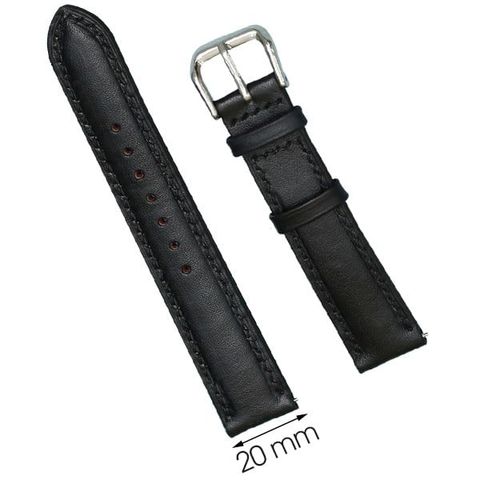Dây da đồng hồ size 20 mm đen DVM5K1