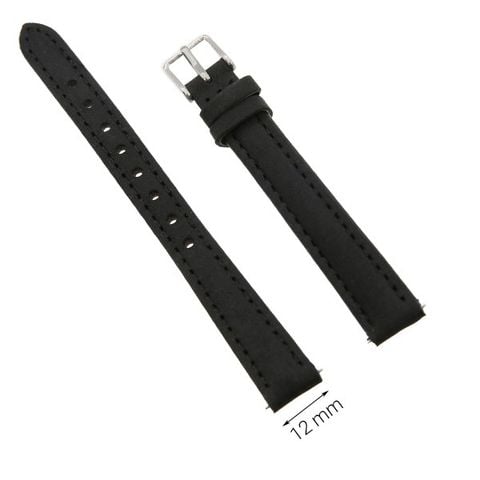 Dây da đồng hồ size 12 mm đen G027