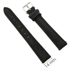  Dây da đồng hồ size 14 mm đen G027 