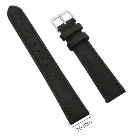 Dây da đồng hồ size 16 mm đen G027