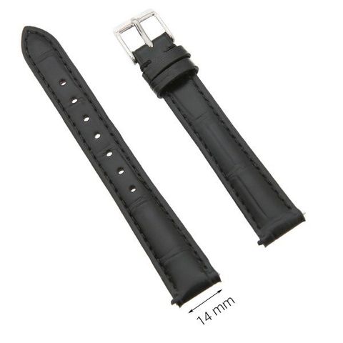 Dây da đồng hồ size 14 mm đen G069