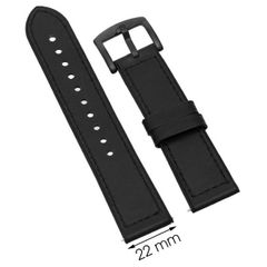  Dây da đồng hồ Samsung/Huawei/khác size 22mm Đen M06-01-22 