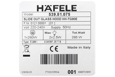 Máy hút mùi Hafele HH-TG90E (539.81.075)