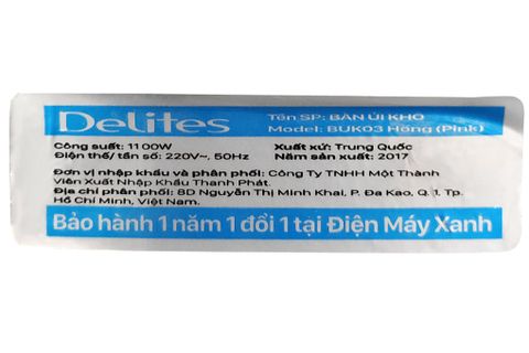 Bàn ủi khô Delites BUK03 Hồng