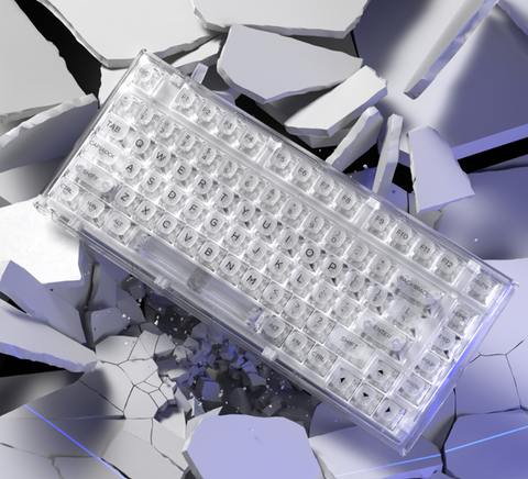Bàn Phím Cơ FL ESPORTS Q75 Transparent White Light Ice Keycap 3 Mode Kailh Box Jellyfish Switch