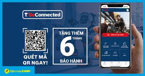 Tặng thêm 6 tháng bảo hành khi tải ứng dụng BE Connected của máy khoan cầm tay BOSCH